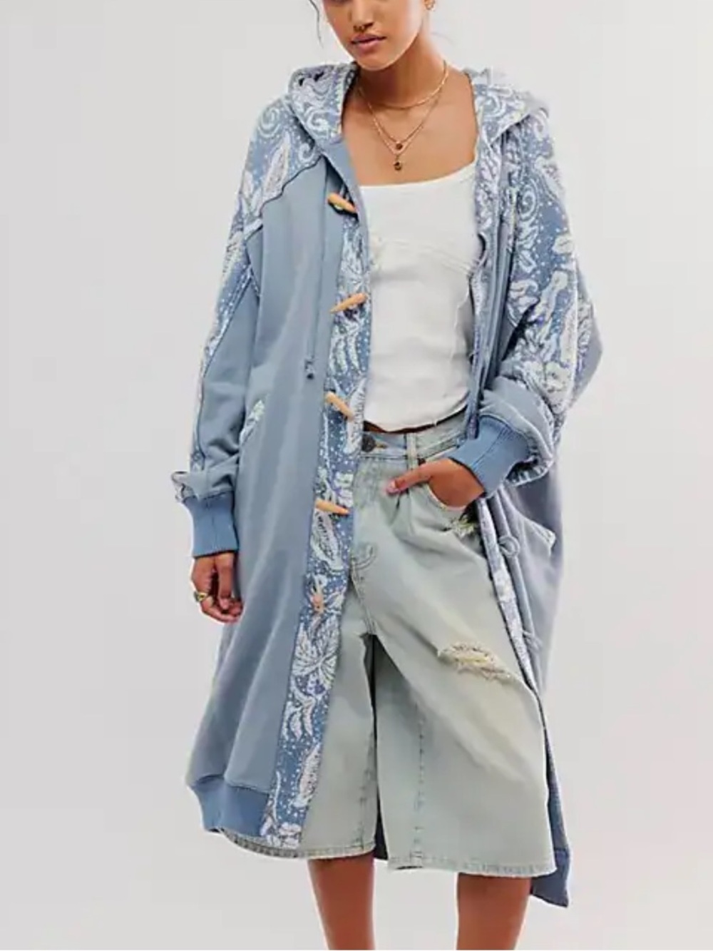 Free People Last Splash Sweatshirt In Windward Blue Combo size medium